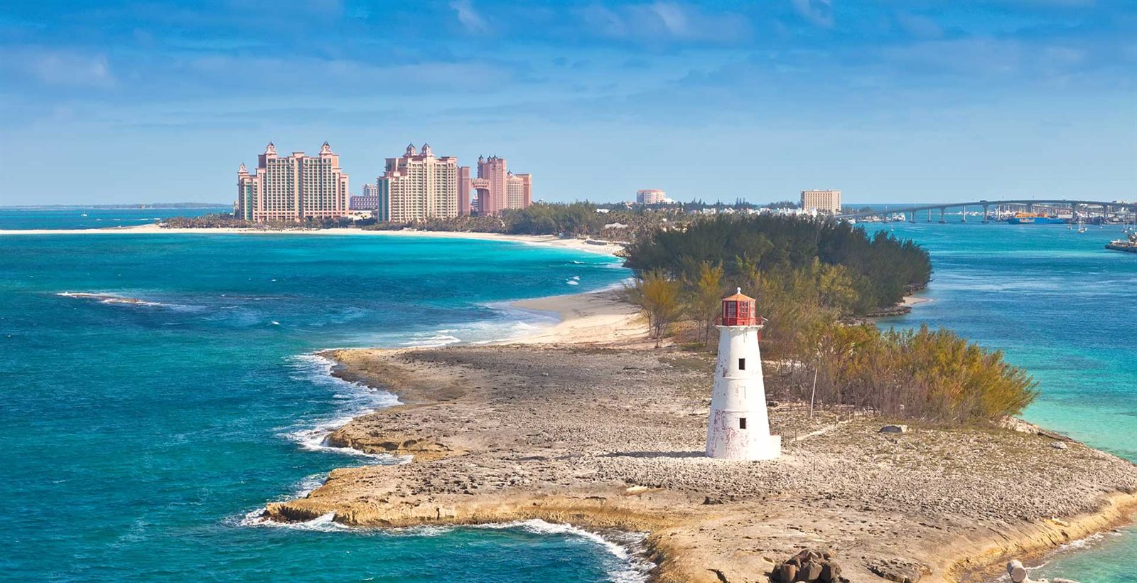 Lighthouse at the entrance to Nassau Harbour, Bahamas